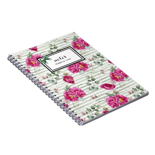 Girly Waterverf Greenery White Flowers Pattern Notitieboek (Rechterzijde)