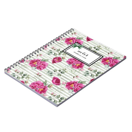 Girly Waterverf Greenery White Flowers Pattern Notitieboek (Linkerzijde)