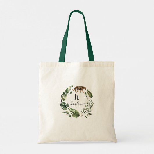 Girly Waterverf Greenery Wreath | Monogram Tote Bag