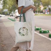 Girly Waterverf Greenery Wreath | Monogram Tote Bag