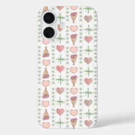 Girly waterverf harten en bloemen Wit Roze iPhone 16 Hoesje