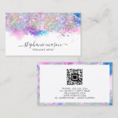 Girly Waterverf Holographic Glitter Artist Contactkaartje (Voorkant / Achterkant)