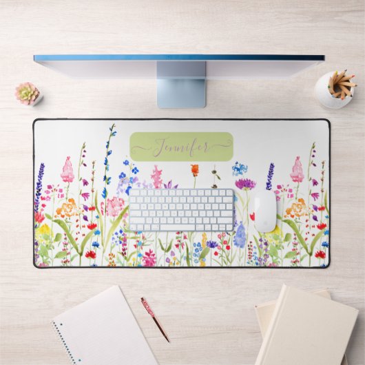 Girly Waterverf Kleurrijke Wildflower Gepersonalis Bureaumat (Kantoor 1)
