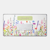 Girly Waterverf Kleurrijke Wildflower Gepersonalis Bureaumat (Keyboard & Muis)