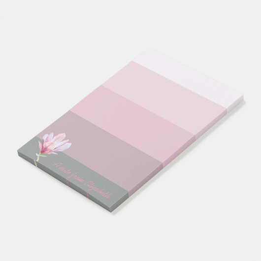 Girly Waterverf Magnolia op Stripes-Personalized Post-it® Notes (Schuin)