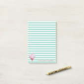Girly Waterverf Magnolia op Stripes-Personalized Post-it® Notes (Op bureau)