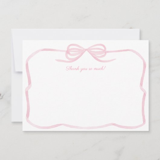 Girly Waterverf Pink Bow Vrijgezellenfeest Bedankkaart (Voorkant)