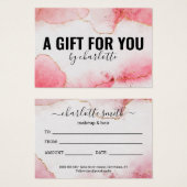 Girly Waterverf Pink Gold Cadeaubon Visitekaartje (Voorkant /achterkant)