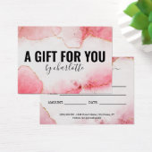 Girly Waterverf Pink Gold Cadeaubon Visitekaartje (Bureau)