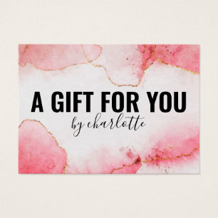 Girly Waterverf Pink Gold Cadeaubon Visitekaartje