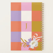 Girly Waterverf pioenroos bloemen Retro geruit Planner (Achterkant)