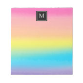 Girly Waterverf Rainbow Monogram Kinder Notitieblok (Voorkant)