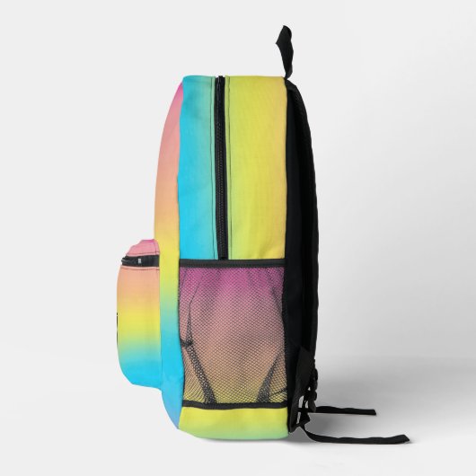 Girly Waterverf Rainbow Monogram School Bedrukte Rugzak (Rechts)