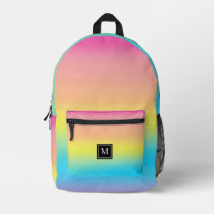 Girly Waterverf Rainbow Monogram School Bedrukte Rugzak