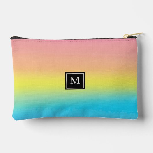 Girly Waterverf Rainbow Monogram School Etui (Achterkant)