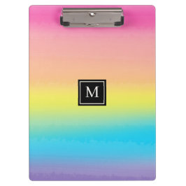 Girly Waterverf Rainbow Monogram School Klembord