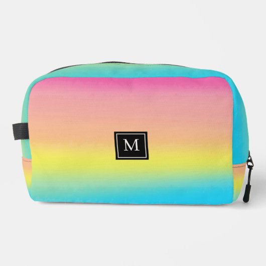 Girly Waterverf Rainbow Monogram School Toilettasje (Voorkant)