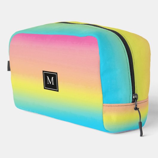 Girly Waterverf Rainbow Monogram School Toilettasje (Rechterhoek)