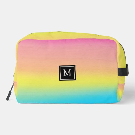 Girly Waterverf Rainbow Monogram School Toilettasje (Achterkant)