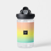 Girly Waterverf Rainbow Monogram School Waterfles (Voorkant)