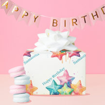 Girly Waterverf regenboogsterren Verjaardag