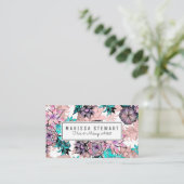 Girly Waterverf Roos Gold Floral Appointment Card Afsprakenkaartje (Staand voorkant)