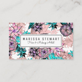 Girly Waterverf Roos Gold Floral Appointment Card Afsprakenkaartje