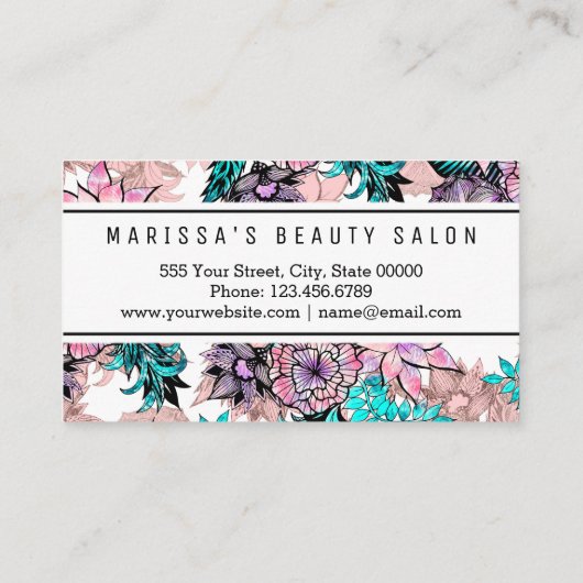 Girly Waterverf Roos Gold Floral Loyalty Punch (Achterkant)