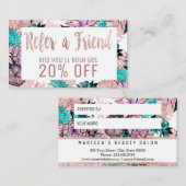 Girly Waterverf Roos Gold Floral verwijzingskaart Aanbevelingskaartje (Voorkant / Achterkant)