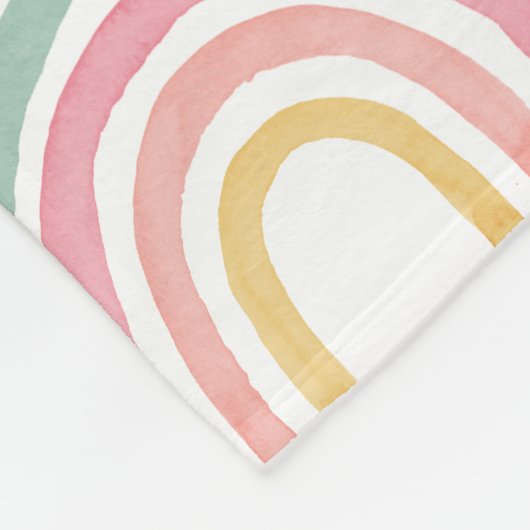 Girly waterverf roze regenboog gepersonaliseerd fleece deken (Hoek)