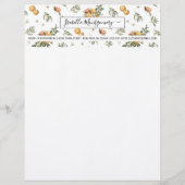 Girly Waterverf Tangerine Citrus Boho | Monogram Briefhoofd (Voorkant)