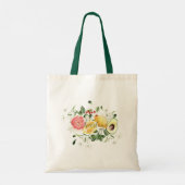 Girly Waterverf Tropische Citrusvruchten | Monogra Tote Bag (Achterkant)