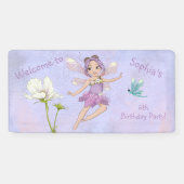 Girly Whimsical Paarse Dragonfly Birthday Spandoek (Horizontaal)