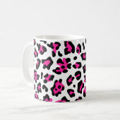 Girly White Black en Hot Pink Leopard Koffiemok (Voorkant links)