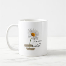 Girly White Daisy Flower  Coffee Mok
