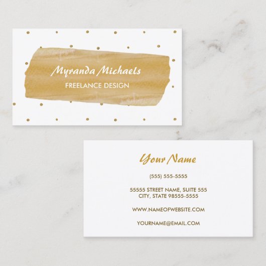 Girly White en Gold Polka Dots Washi Tape Design Visitekaartje (Voorkant / Achterkant)