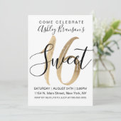 Girly White Faux Gold Foil Sweet 16 Kaart (Staand voorkant)
