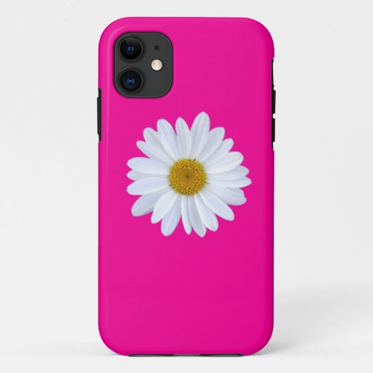 Girly White Gerber Daisy op Hot Pink iPhone 5 Hoes (Achterkant)