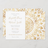 Girly White Gold Mandala Floral Kaart (Voorkant / Achterkant)