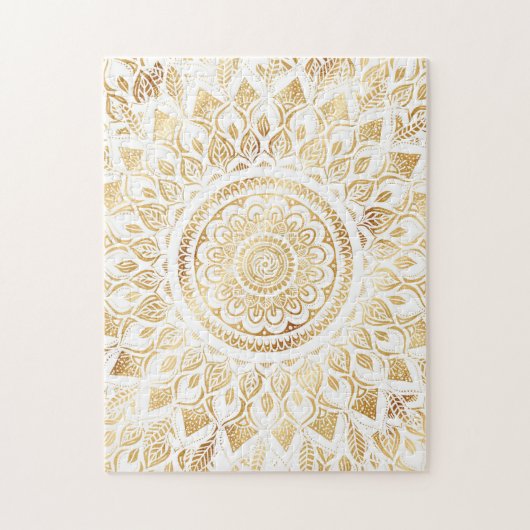 Girly White Gold Mandala Floral Legpuzzel (Verticaal)
