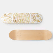 Girly White Gold Mandala Floral Persoonlijk Skateboard (Horizontaal)