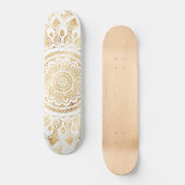 Girly White Gold Mandala Floral Persoonlijk Skateboard (Voorkant)