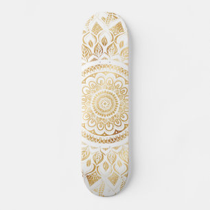 Girly White Gold Mandala Floral Persoonlijk Skateboard