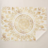 Girly White Gold Mandala Floral Sherpa Deken (Voorkant (horizontaal))