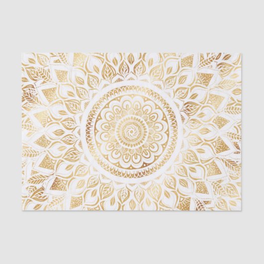 Girly White Gold Mandala Floral Tissuepapier (Voorkant)