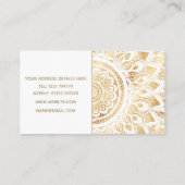 Girly White Gold Mandala Floral Visitekaartje (Achterkant)