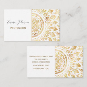 Girly White Gold Mandala Floral Visitekaartje