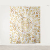 Girly White Gold Mandala Floral Wandkleed (Voorkant)