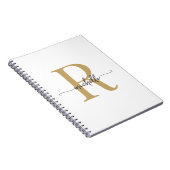 Girly White Gold Modern Script Monogram Naam Notitieboek (Rechterzijde)