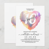 Girly White iriserende Folie Hartballon Sweet 16 Kaart (Voorkant / Achterkant)